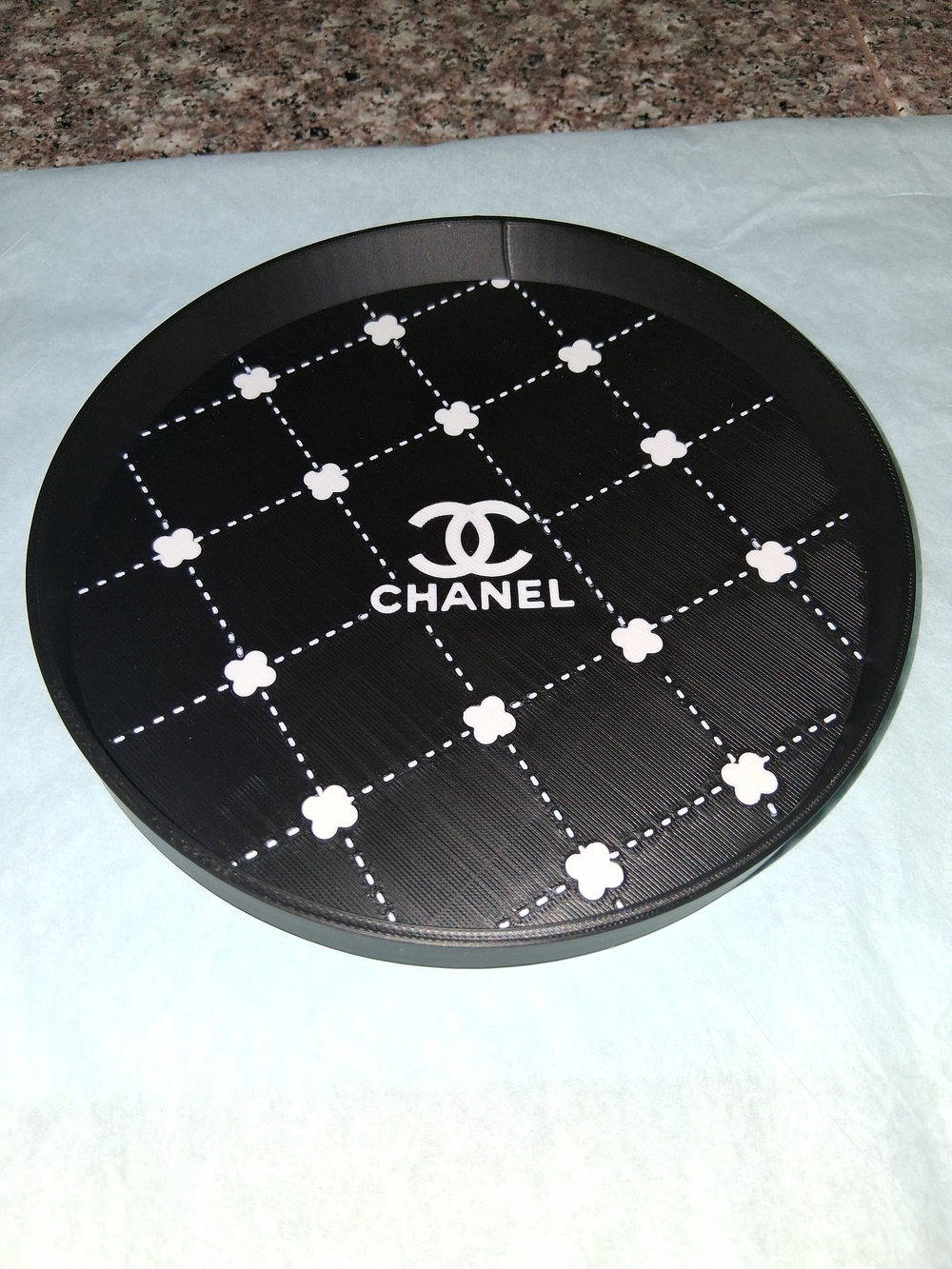 Designer inspired  Black Round Decorative Tray.New
